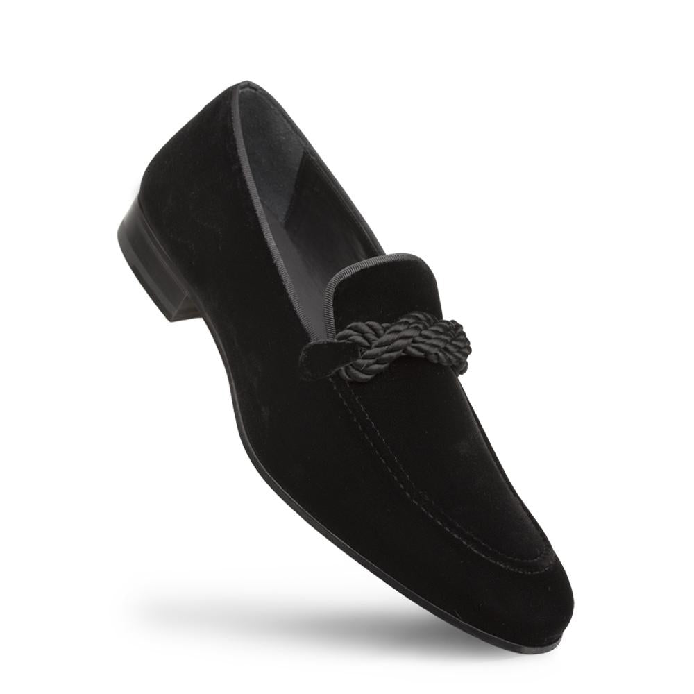 Mezlan Velvet Braided Formal Loafers Black