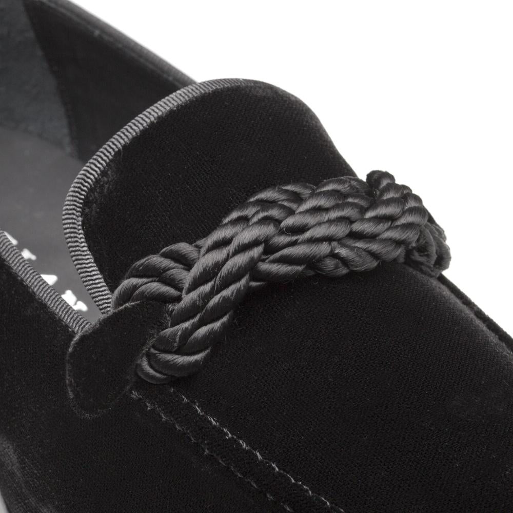 Mezlan Velvet Braided Formal Loafers Black