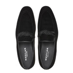 Mezlan Velvet Braided Formal Loafers Black