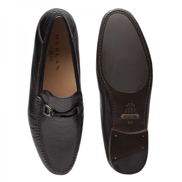 Mezlan Vesta Ostrich Leg Bit Loafers Black