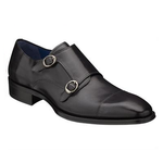 Mezlan Vigolo Calfskin Double Monk Strap Shoes Graphite