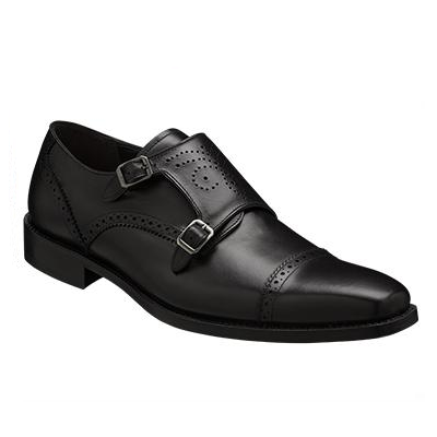 Mezlan Webber II Calfskin Double Monk Strap Shoes Black