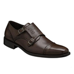 Mezlan Webber II Calfskin Double Monk Strap Shoes Cognac