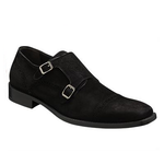 Mezlan Webber Suede Double Monk Strap Shoes Black