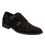 Mezlan Webber Suede Double Monk Strap Shoes Brown