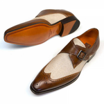 Mezlan Wien Monk Strap Shoes Tan / Bone