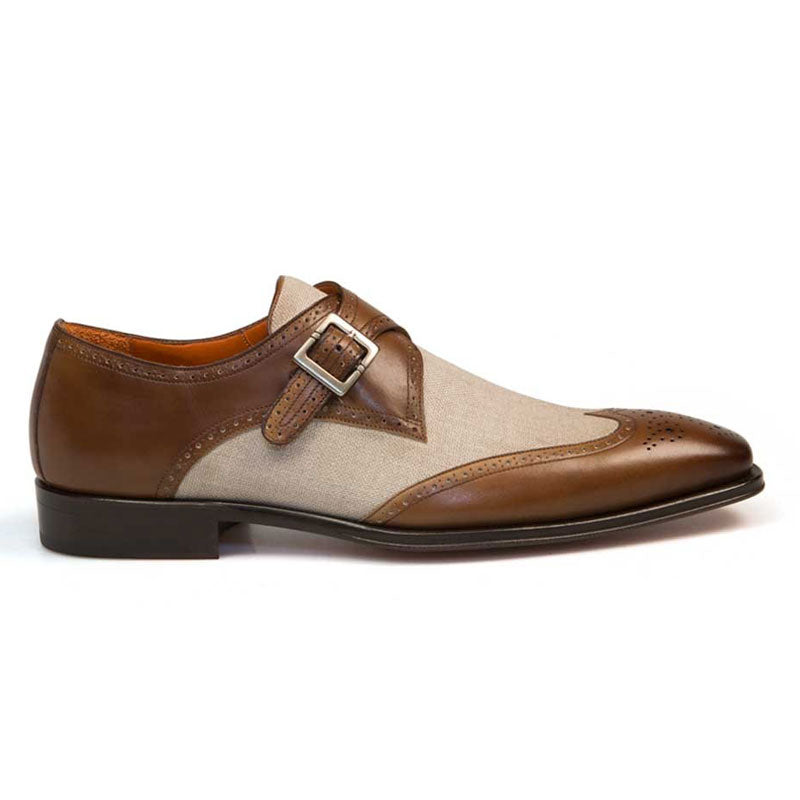 Mezlan Wien Monk Strap Shoes Tan / Bone