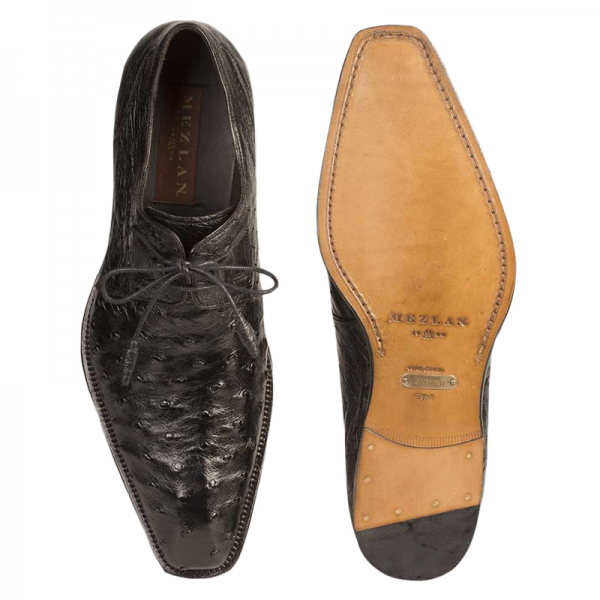 Mezlan Worth Ostrich Shoes Black