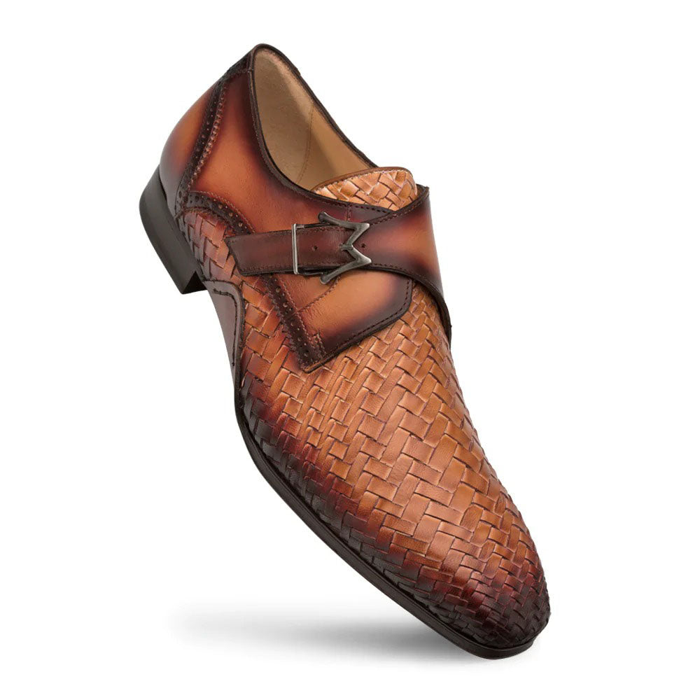 Mezlan Woven Leather Monk Strap Tan/Rust (S20271)