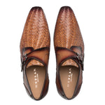 Mezlan Woven Leather Monk Strap Tan/Rust (S20271)