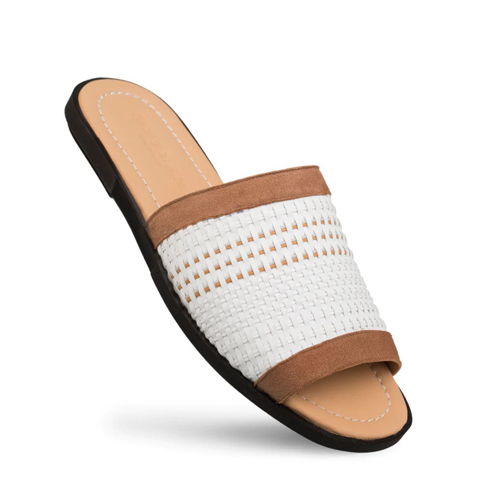 Mezlan Woven Slide Sandals White Multi