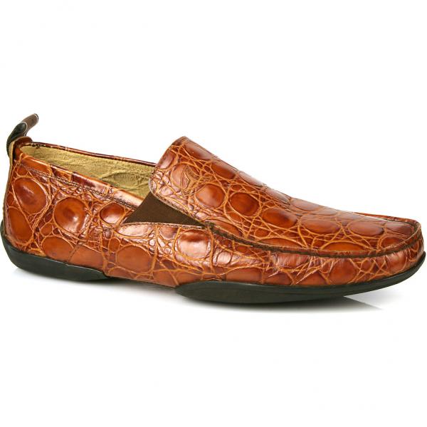Michael Toschi Onda Driving Shoes Cognac Croco