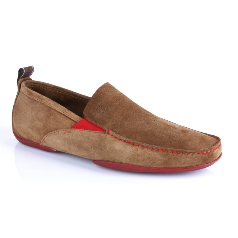 Michael Toschi Onda SE Suede Driving Shoes Cinnamon / Red Sole