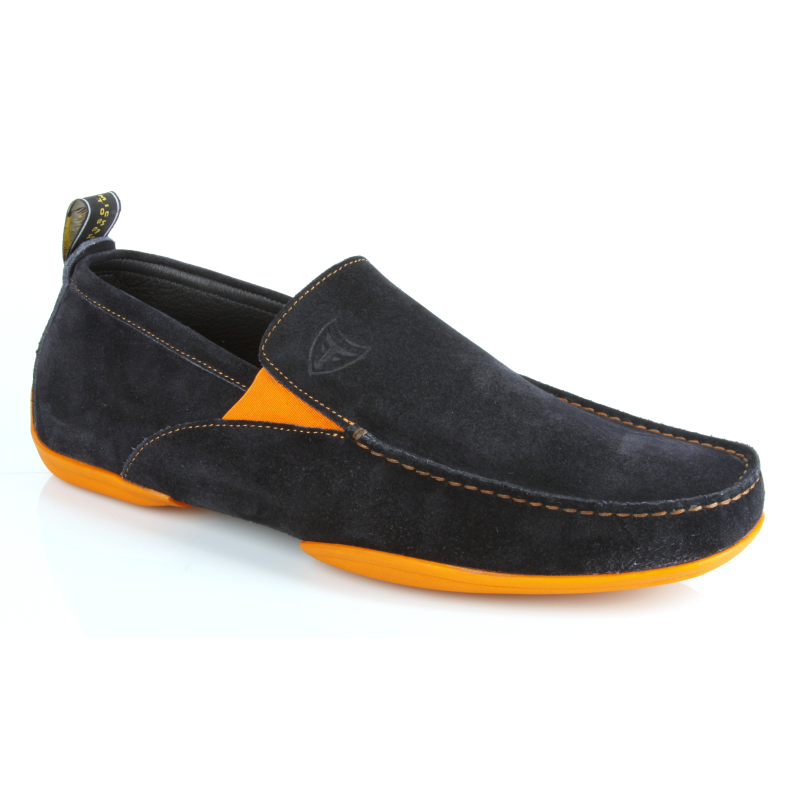Michael Toschi Onda SE Suede Driving Shoes Navy / Orange Sole