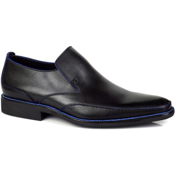 Michael Toschi Caan Loafers Black / Blue Stitch
