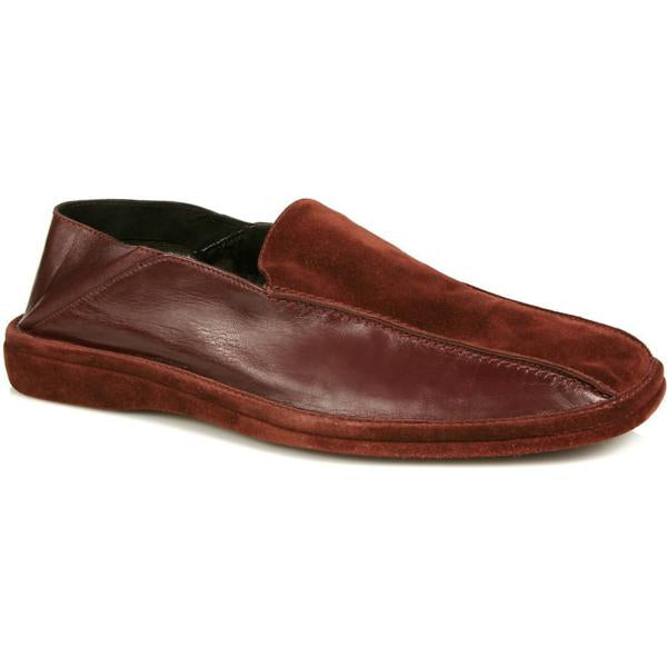 Michael Toschi Grotto Calfskin / Suede Slippers Burgundy