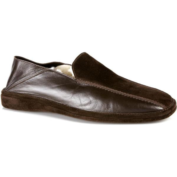 Michael Toschi Grotto Shearling Slippers Chocolate