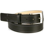 Michael Toschi Onda Calfskin Belt Black / Blue Stitch