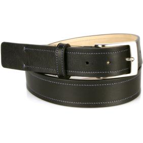 Michael Toschi Onda Calfskin Belt Black / Blue Stitch