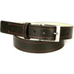 Michael Toschi Onda Calfskin Belt Black / Red Stitch
