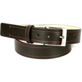 Michael Toschi Onda Calfskin Belt Black / Red Stitch