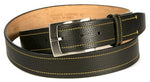 Michael Toschi Onda Calfskin Belt Black / Yellow Stitch