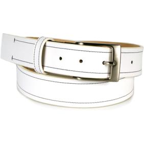 Michael Toschi Onda Calfskin Belt White / Black Stitch