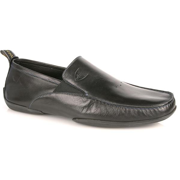 Michael Toschi Onda Driving Shoes Black Calf / Blue Stitch