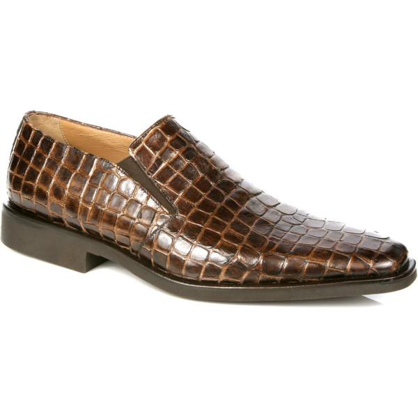 Michael Toschi Rocco Crocodile Print Loafers Brown