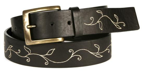 Michael Toschi Vine Calfskin Belt Black
