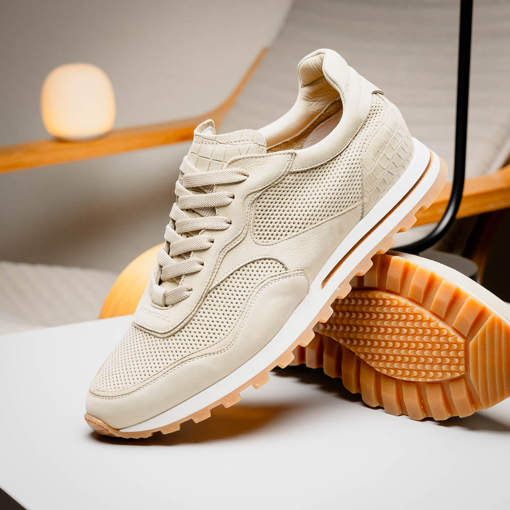 Zelli Milo Suede & Mesh Trainer Sneaker Sand (66-246-SND)