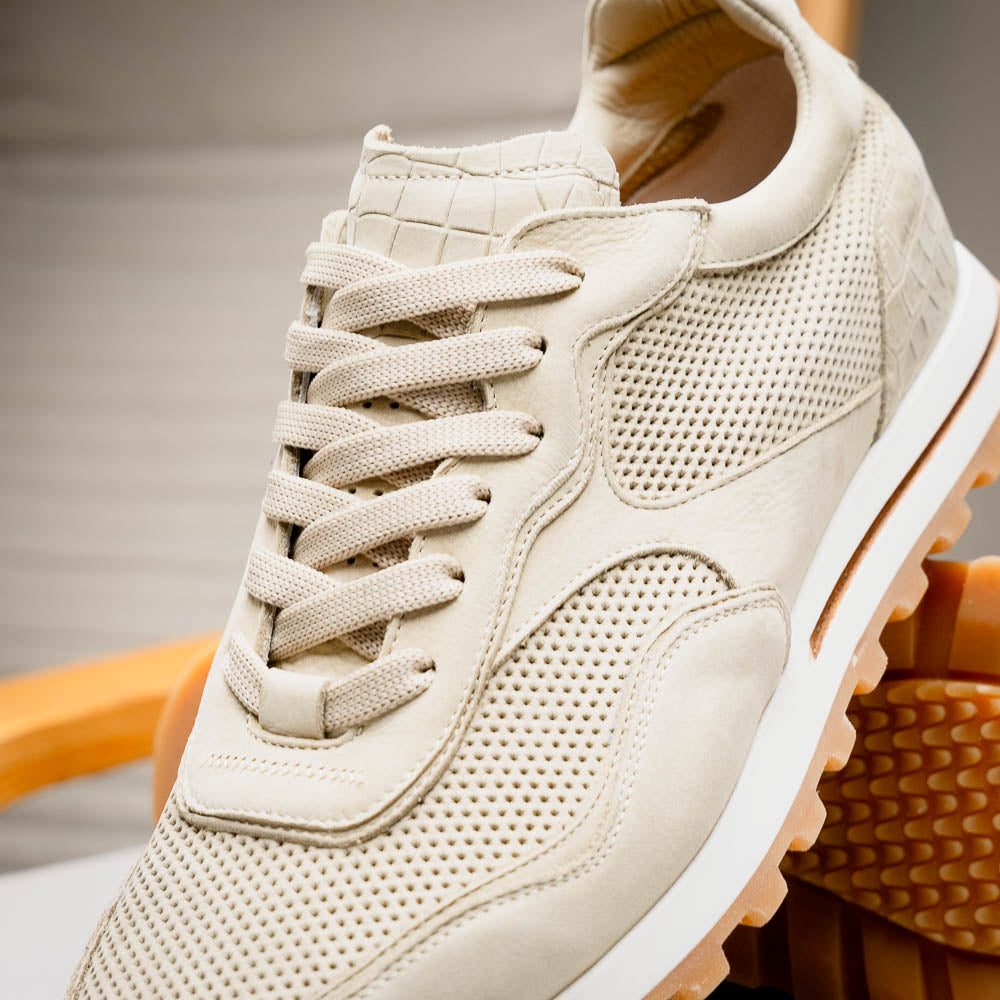 Zelli Milo Suede & Mesh Trainer Sneaker Sand (66-246-SND)