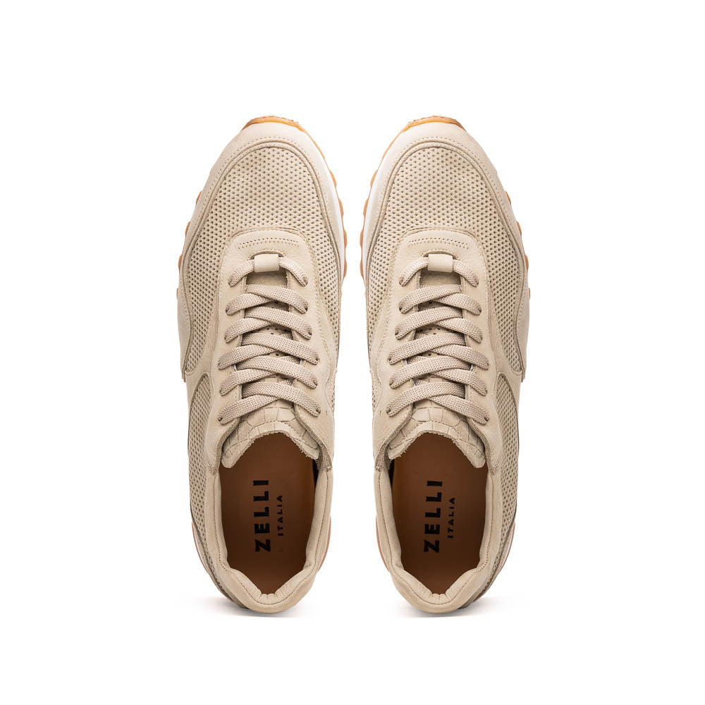 Zelli Milo Suede & Mesh Trainer Sneaker Sand (66-246-SND)