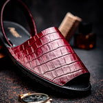Maseratti Naples Embossed Caiman Minorca Sandals Burgundy