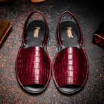 Maseratti Naples Embossed Caiman Minorca Sandals Burgundy