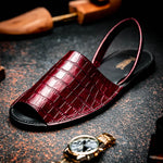Maseratti Naples Embossed Caiman Minorca Sandals Burgundy