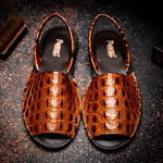 Maseratti Naples Embossed Caiman Minorca Sandals Cognac