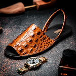 Maseratti Naples Embossed Caiman Minorca Sandals Cognac