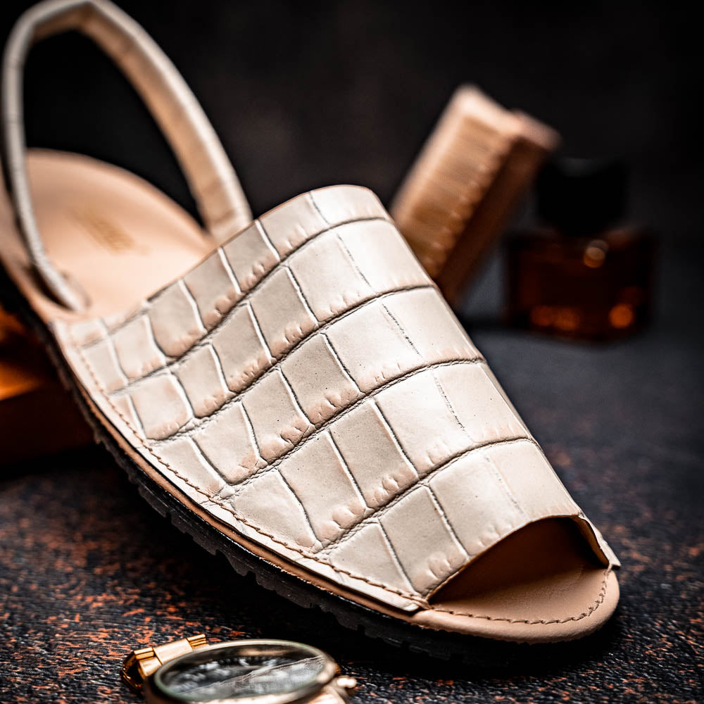 Maseratti Naples Embossed Caiman Minorca Sandals Oryx