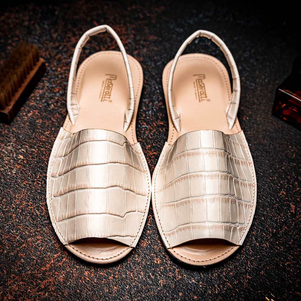 Maseratti Naples Embossed Caiman Minorca Sandals Oryx