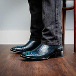 Marco Di Milano Missouri Python Square Toe Cowboy Boot Black / Blue