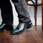 Marco Di Milano Missouri Python Square Toe Cowboy Boot Black / Blue