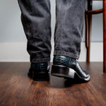 Marco Di Milano Missouri Python Square Toe Cowboy Boot Black / Blue