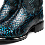 Marco Di Milano Missouri Python Square Toe Cowboy Boot Black / Blue