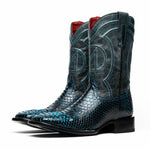 Marco Di Milano Missouri Python Square Toe Cowboy Boot Black / Blue