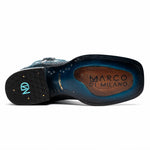 Marco Di Milano Missouri Python Square Toe Cowboy Boot Black / Blue