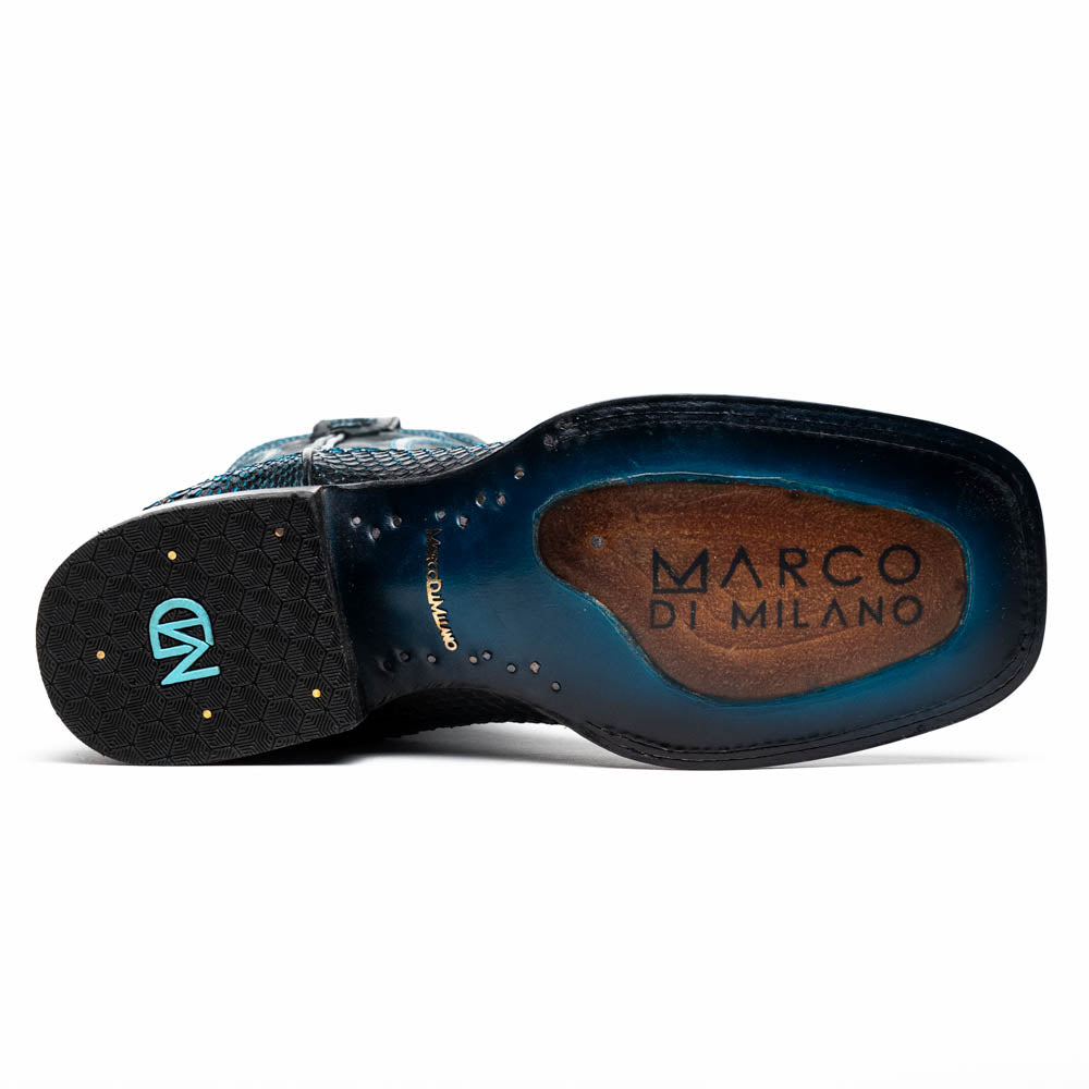 Marco Di Milano Missouri Python Square Toe Cowboy Boot Black / Blue