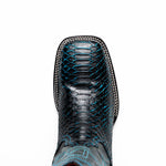 Marco Di Milano Missouri Python Square Toe Cowboy Boot Black / Blue