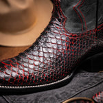 Marco Di Milano Missouri Python Square Toe Cowboy Boot Black Cherry