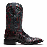Marco Di Milano Missouri Python Square Toe Cowboy Boot Black Cherry